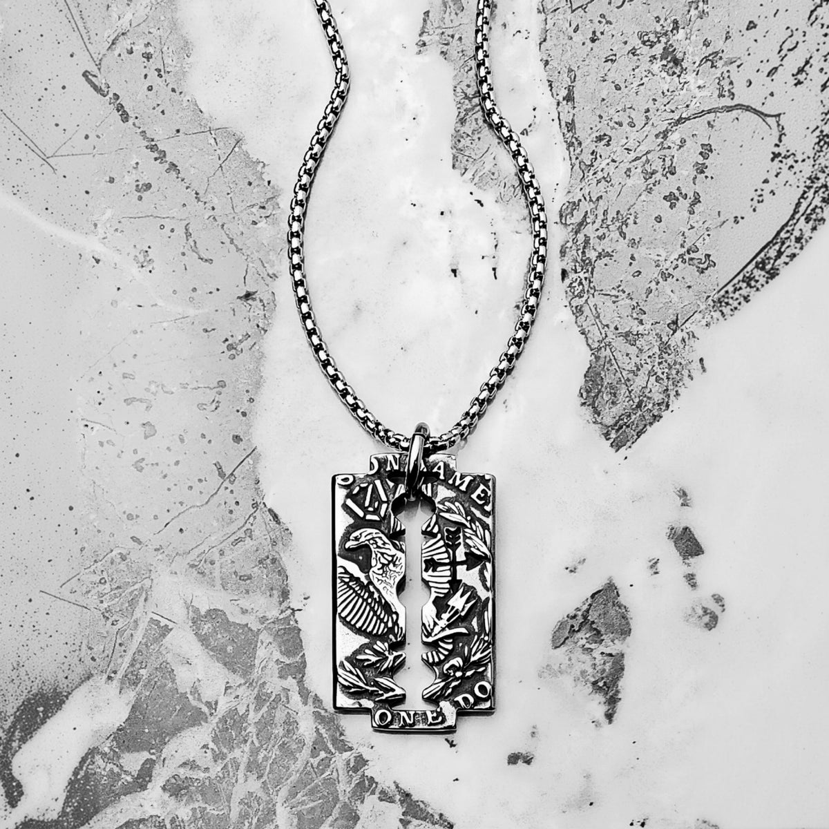 Collar con placa de identificación de águila