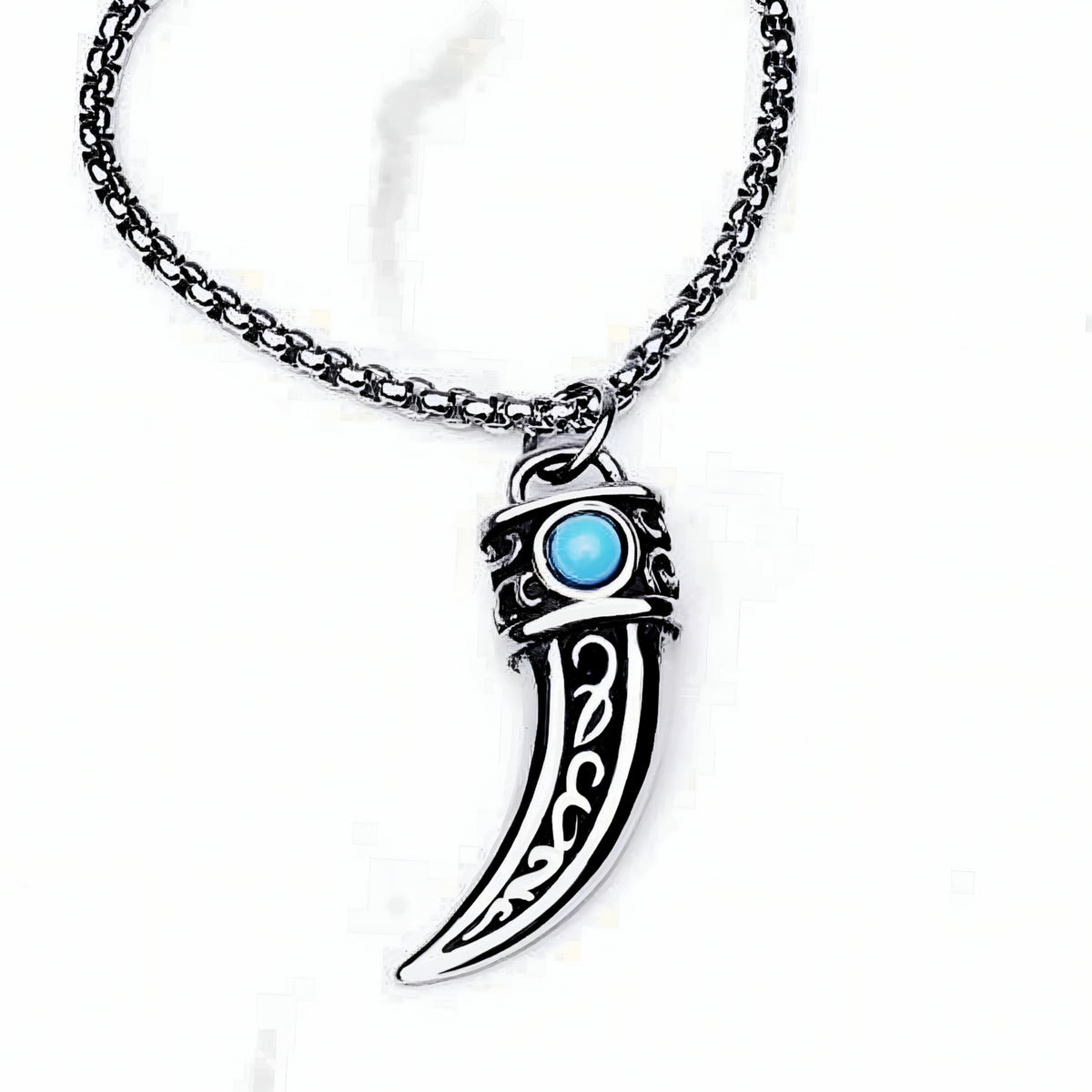 Collana con corno tribale turchese