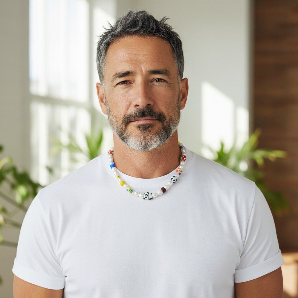 Collana con panda e perle barocche