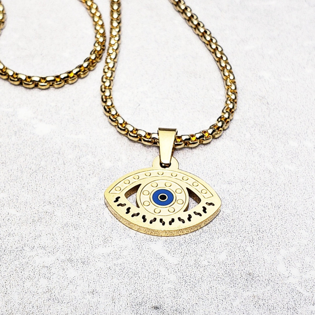 Gold Evil Eye Amulet Necklace