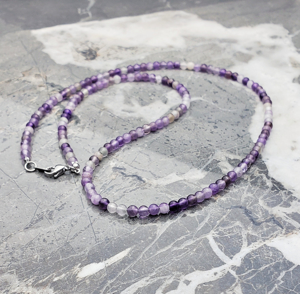 Chevron Amethyst Gemstone Chain Necklace