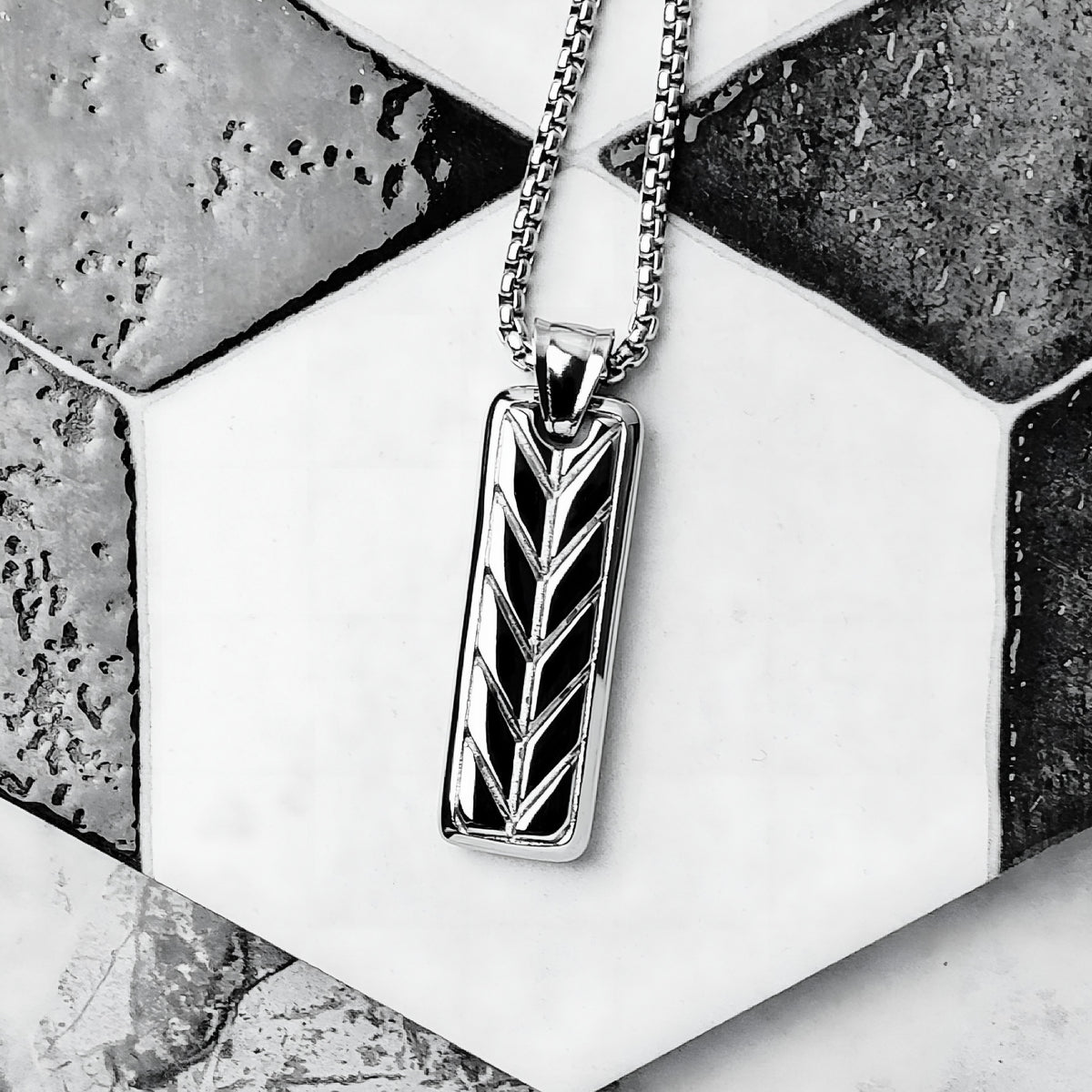 Chevron Bar Tag Necklace