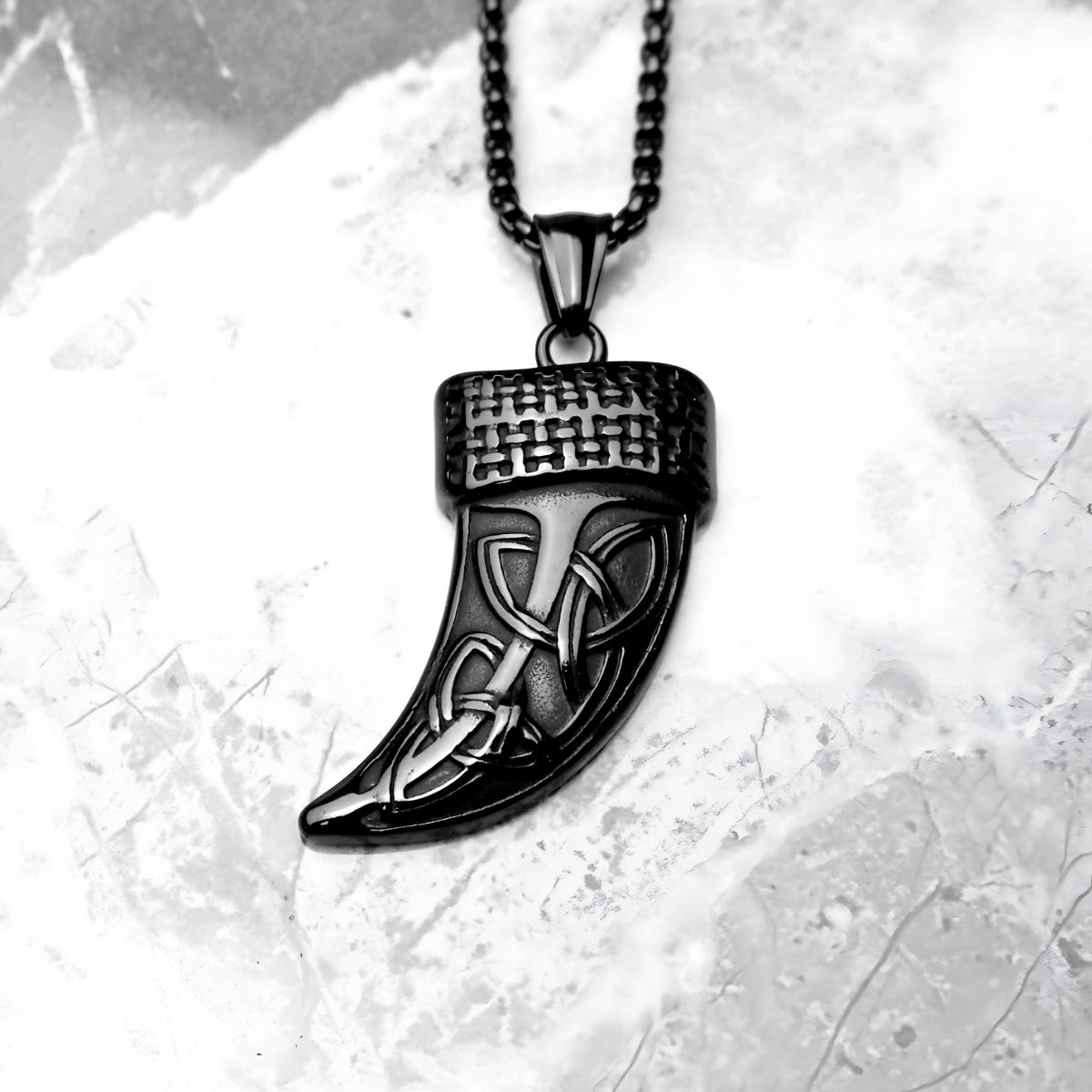 Black Celtic Knot Horn Necklace