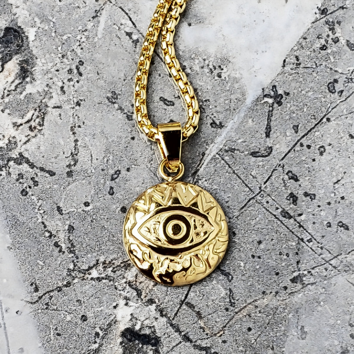 Hammered Gold Evil Eye Coin