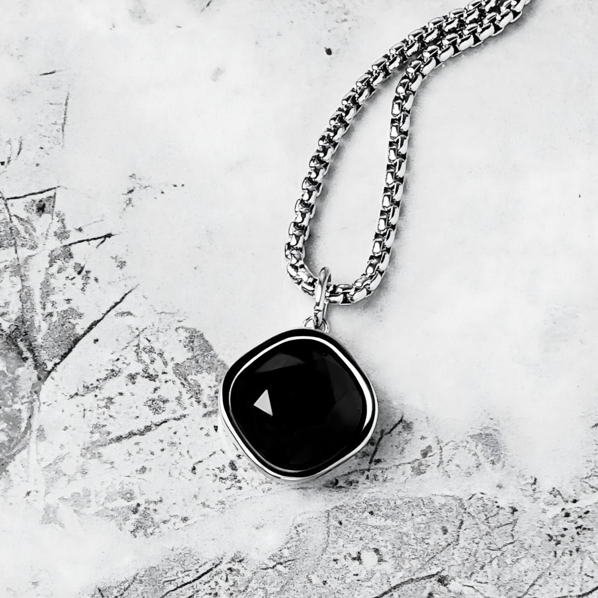 Silver Black Onyx Necklace