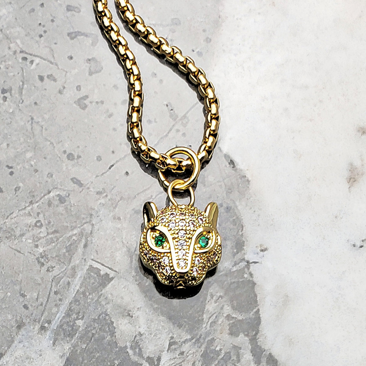 Gold Emerald Tiger Necklace