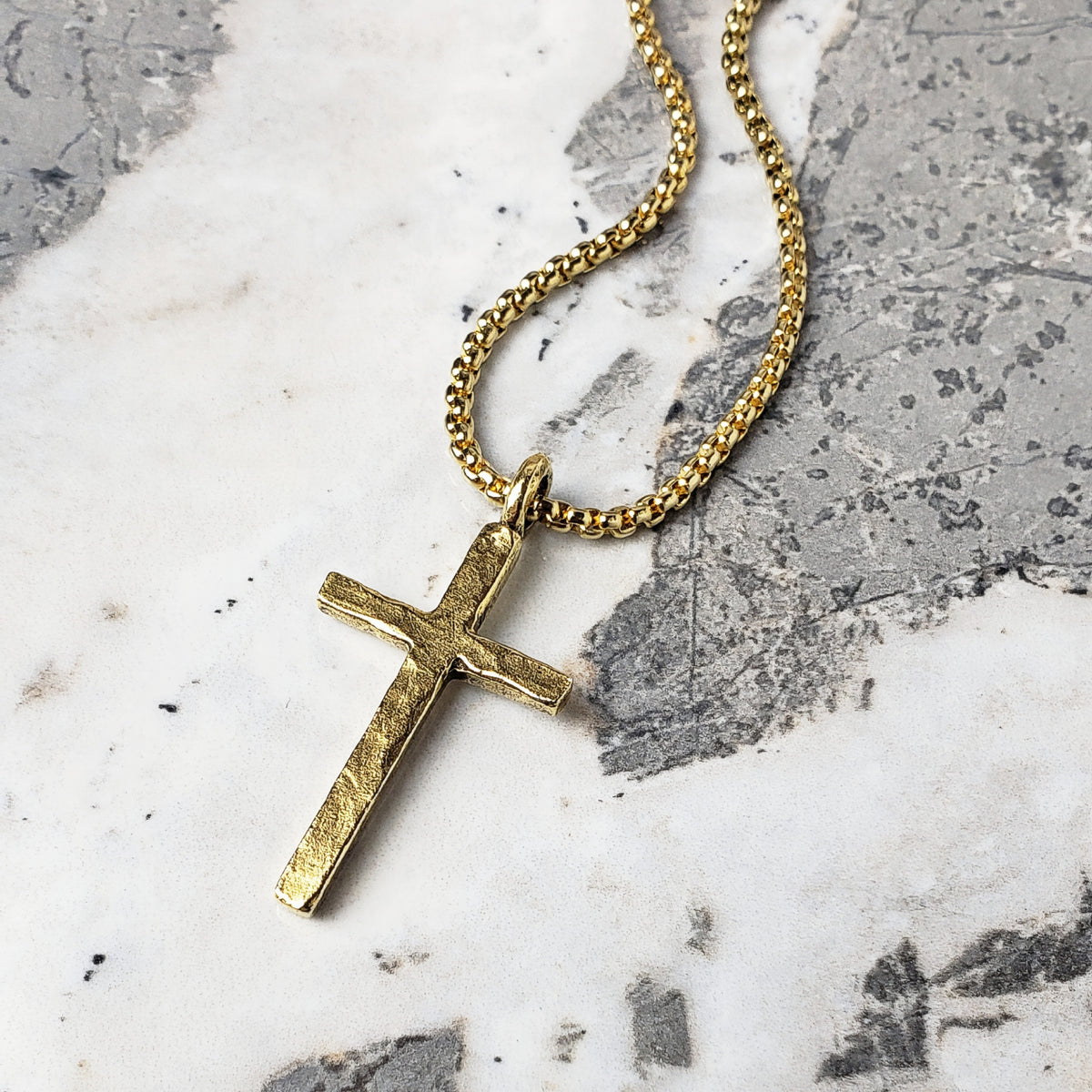 Rustic Gold Cross Necklace