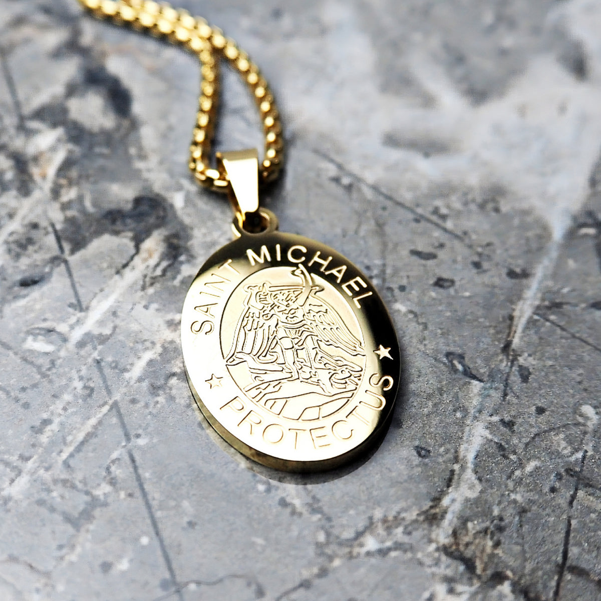 Gold Archangel Coin Necklace