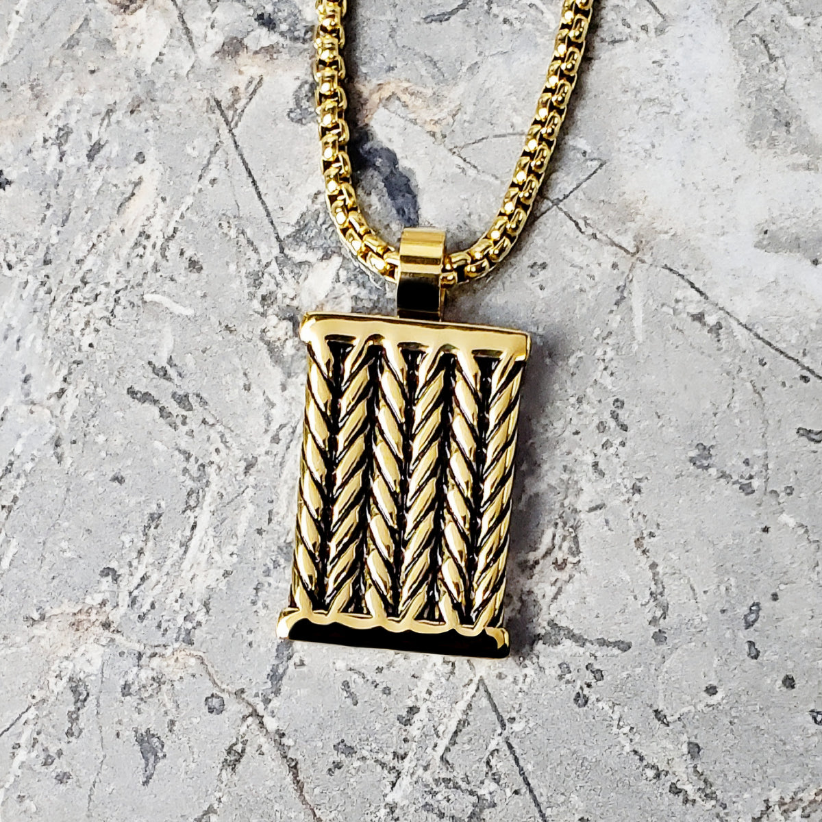 Gold Cable Tag Necklace