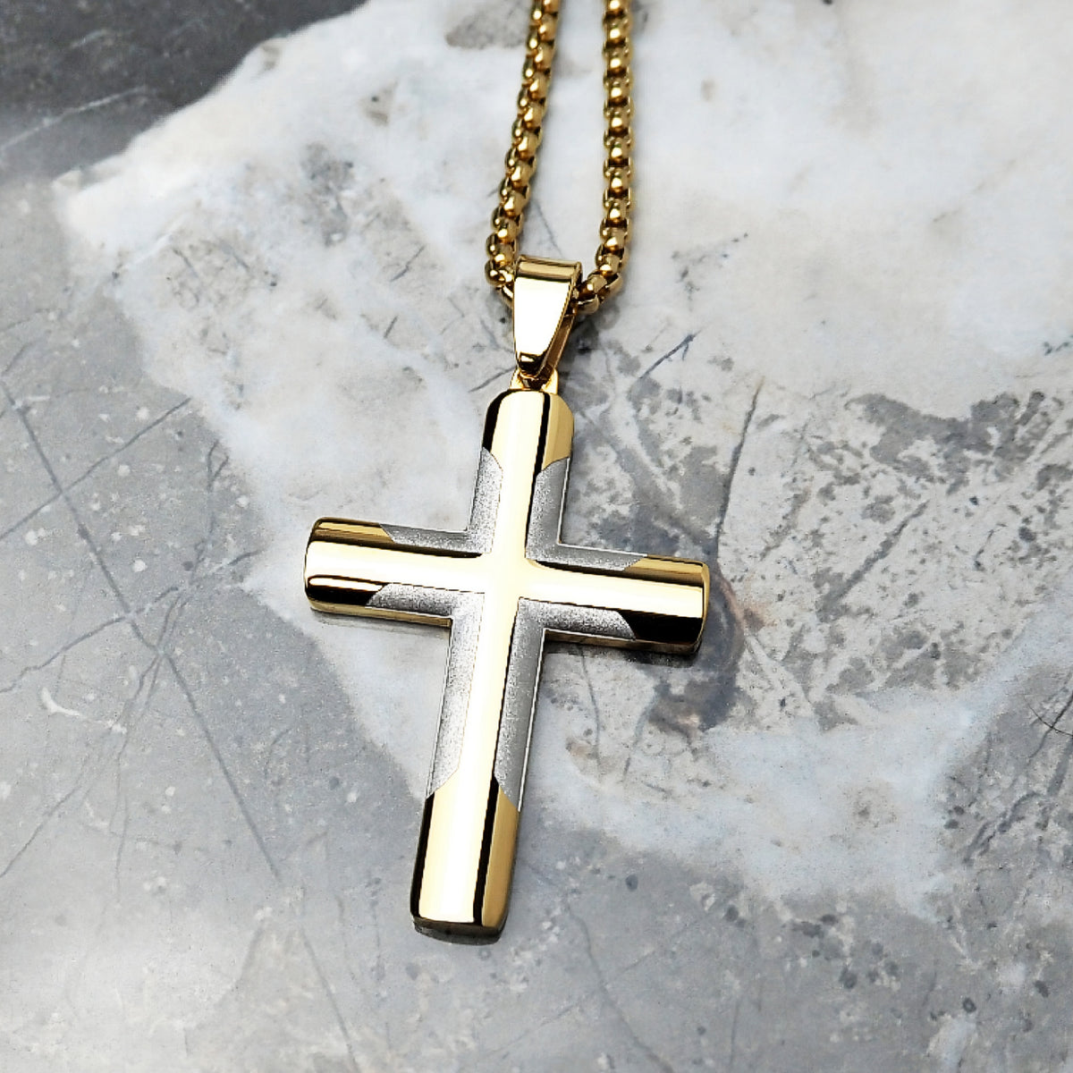 Platinum Gold Cross Necklace
