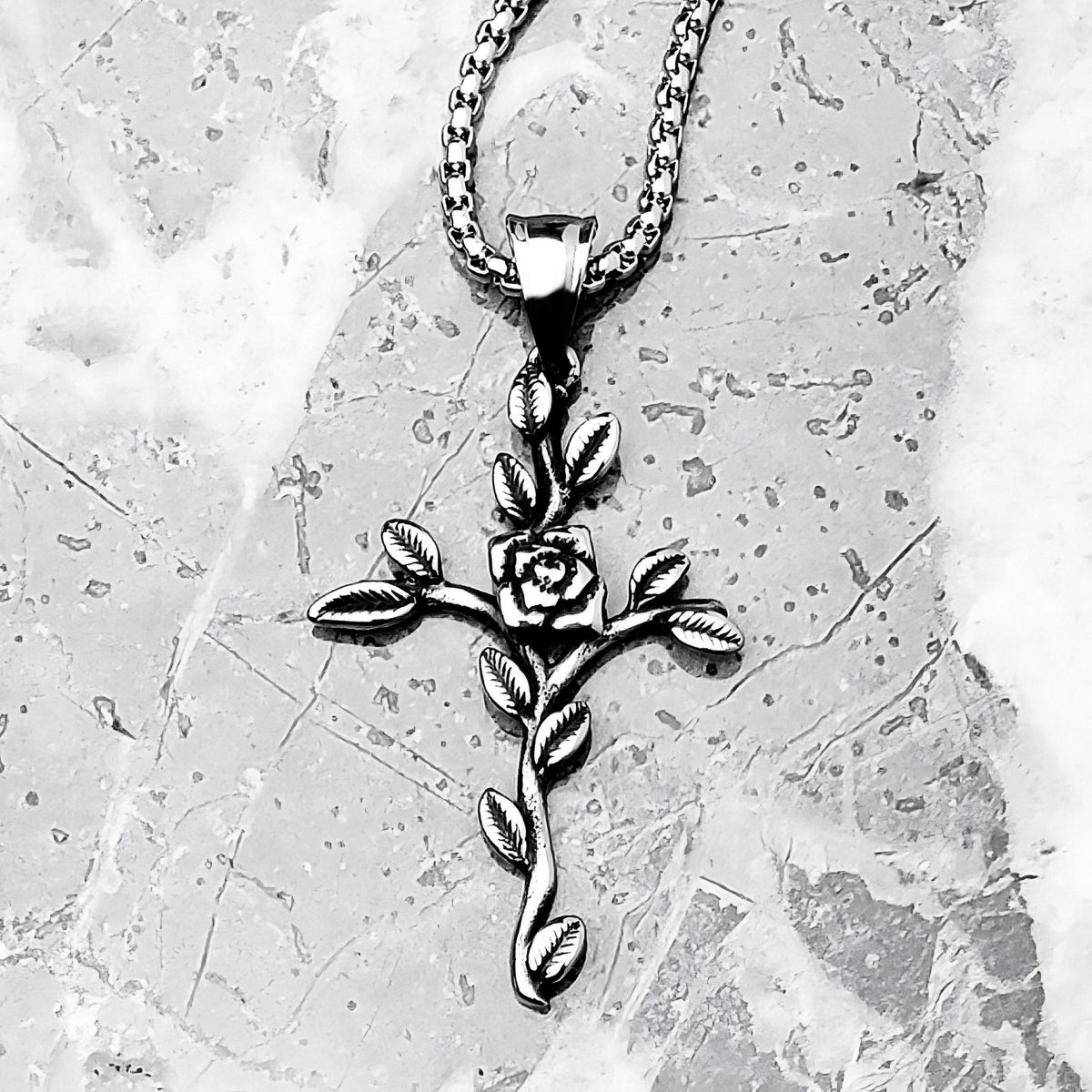 Rose Cross Necklace