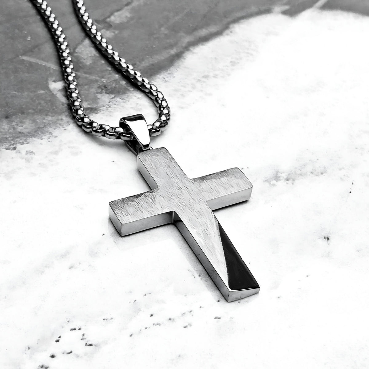 Rustic Silver Cross Necklace
