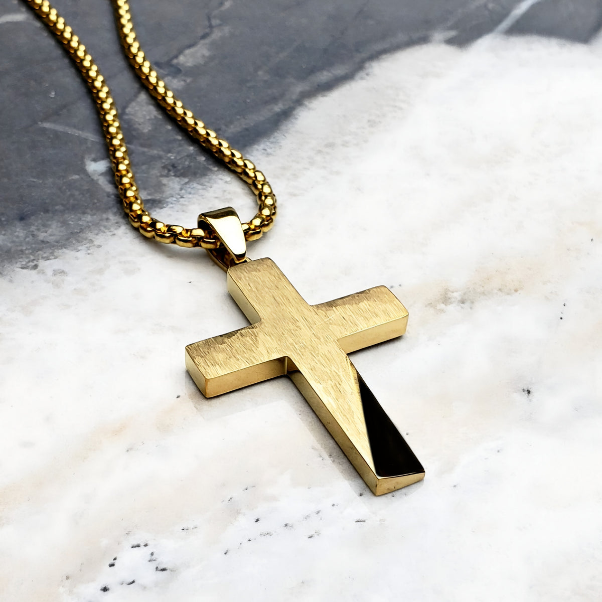 Rustic Gold Cross Necklace