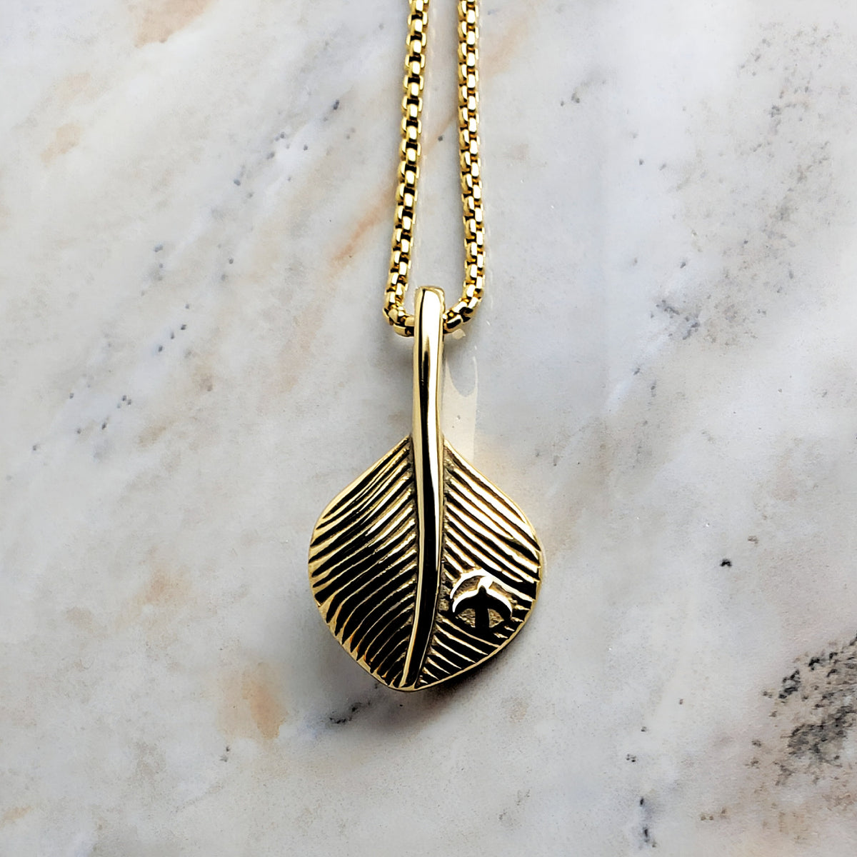 Gold Eagle Feather Necklace