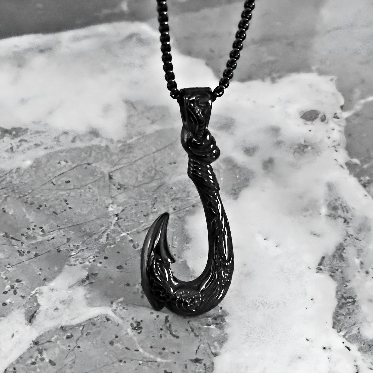 Black Maori Fish Hook Necklace