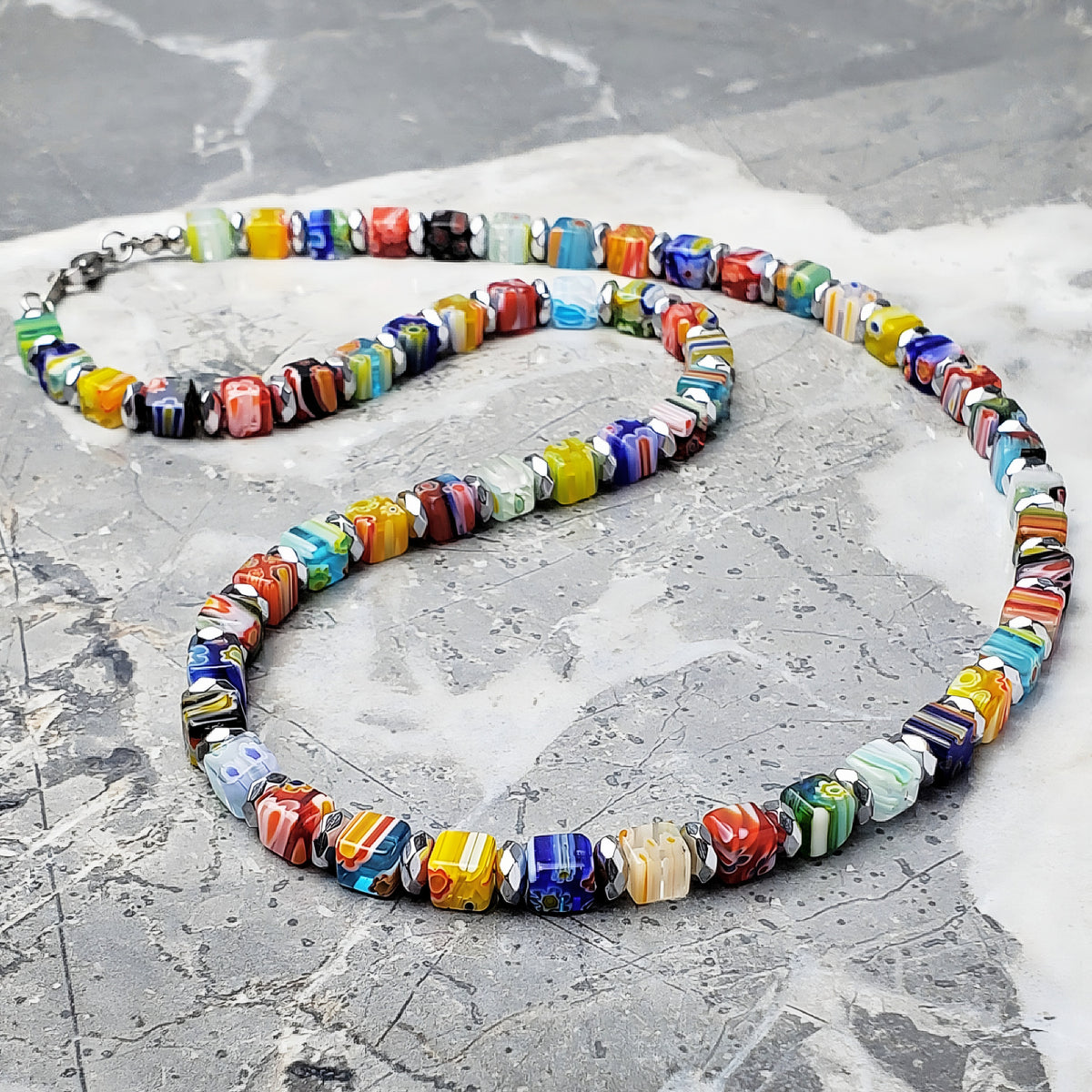 Millefiori & Silver Necklace