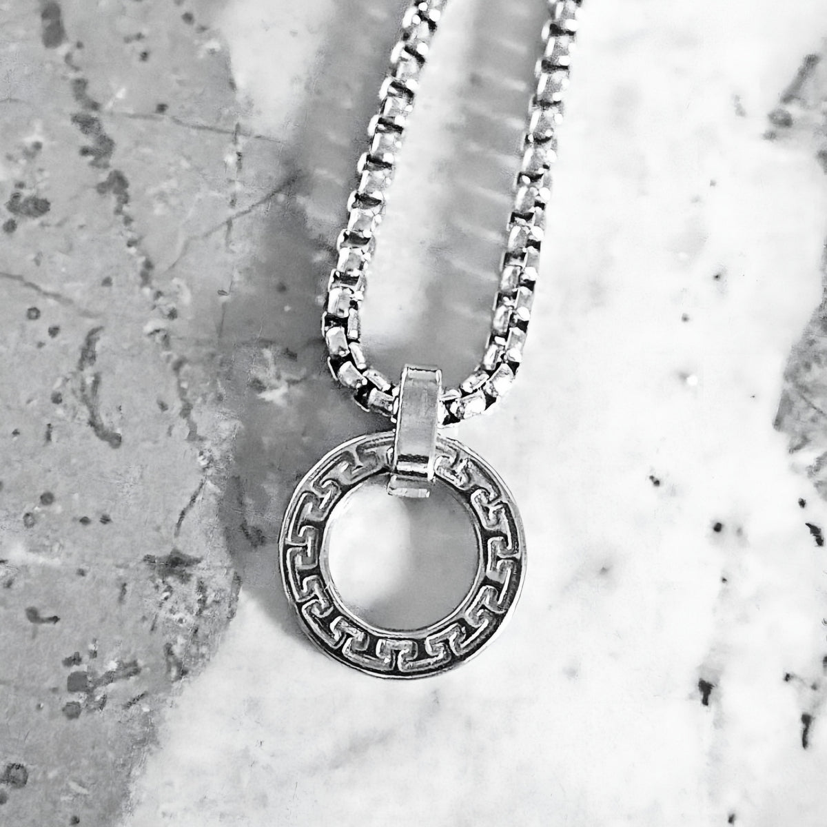 Mini Greek Key Ring Amulet