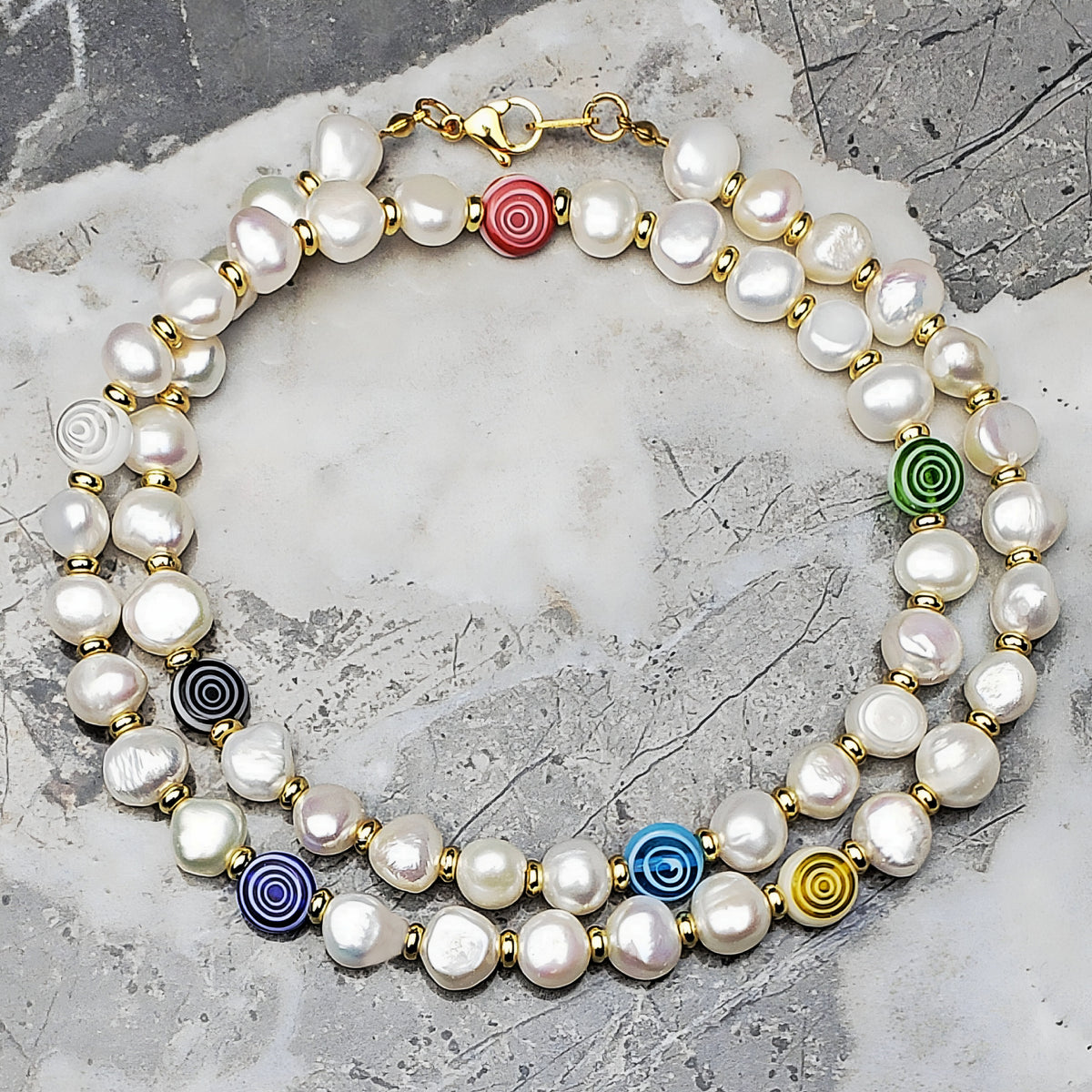 Pearls & Evil Eye Necklace