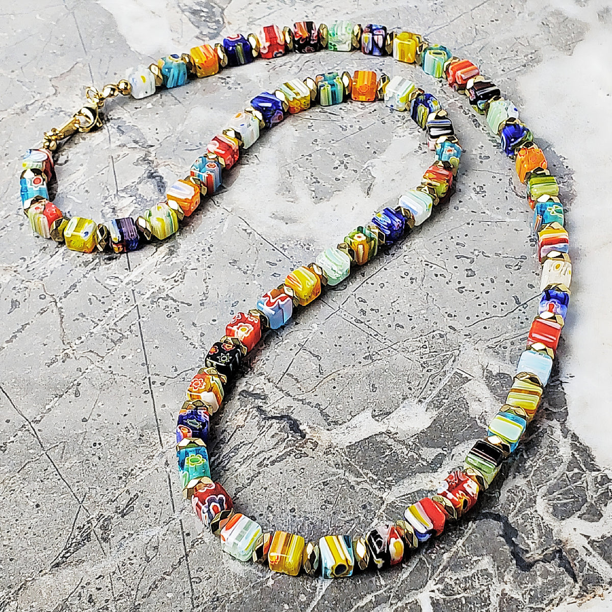 Millefiori & Gold Necklace