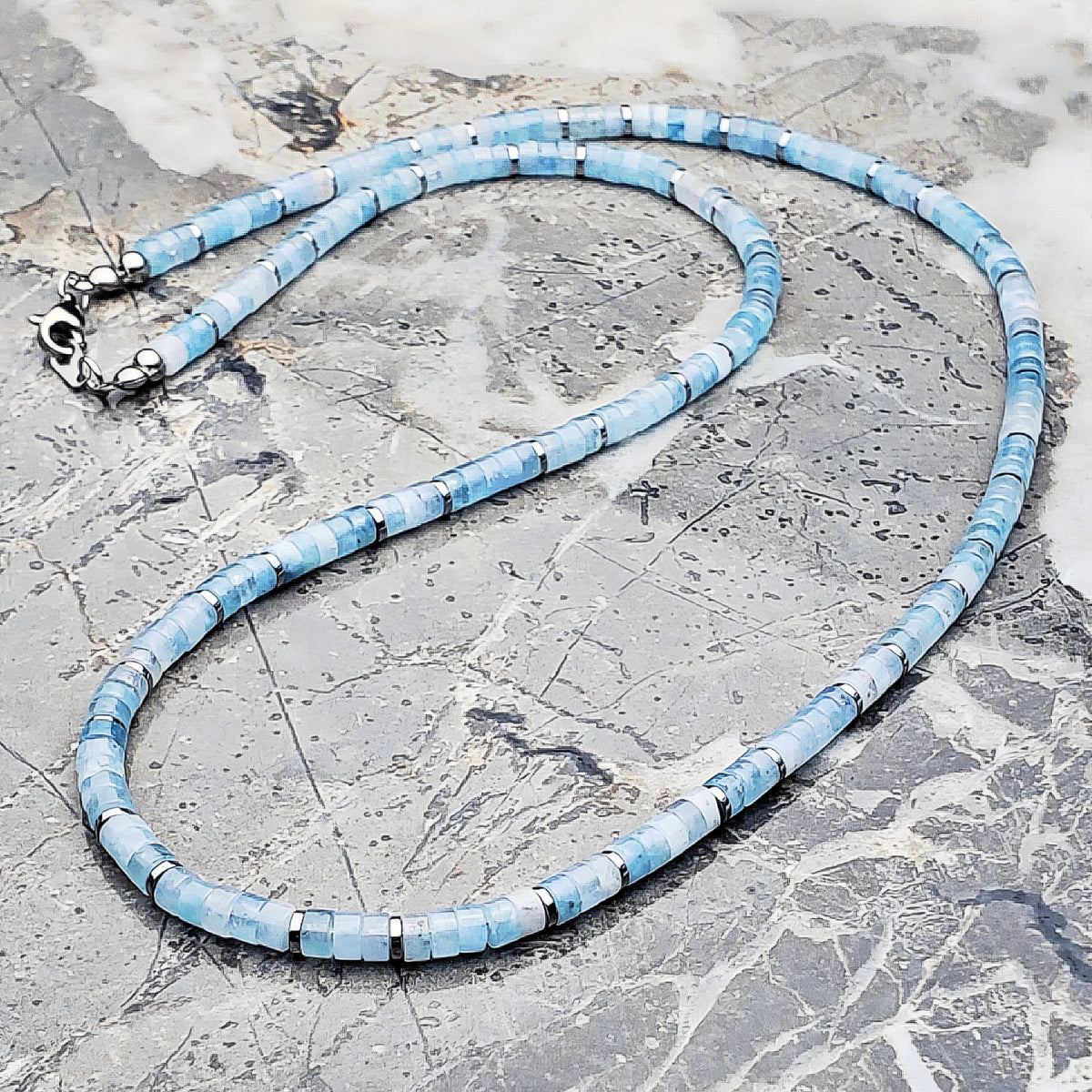 Aquamarine Heishi Necklace