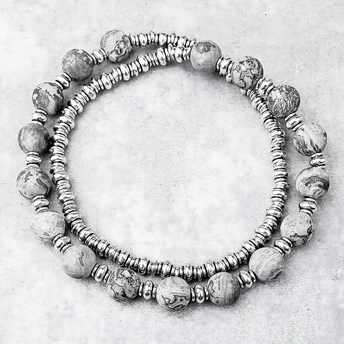Gray Stone Wrap Bracelet