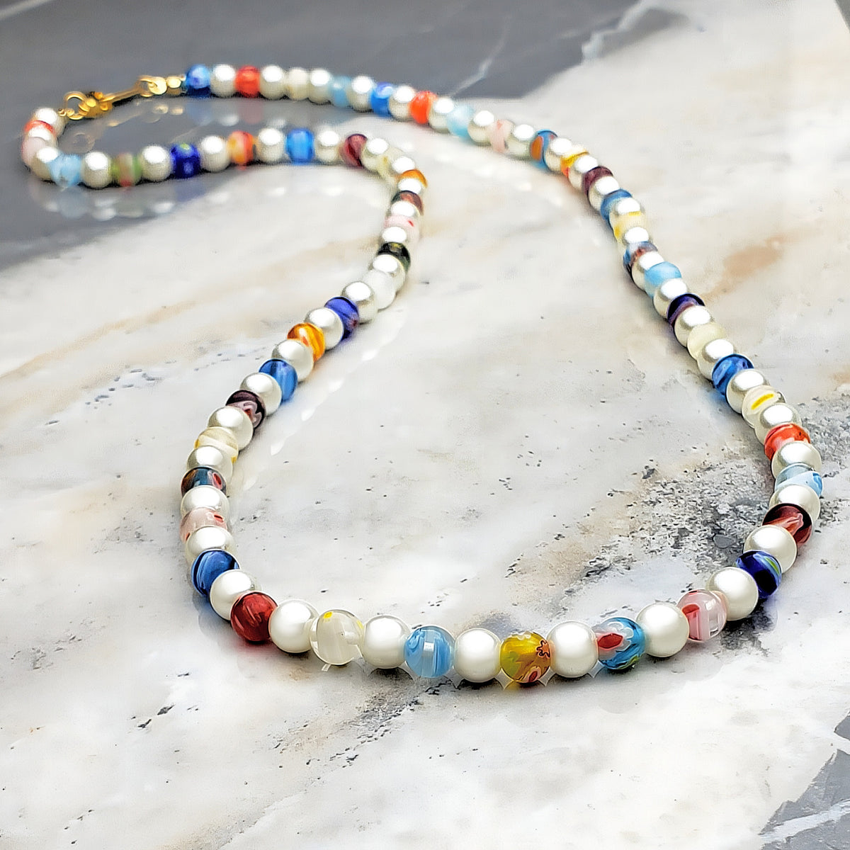 Millefiori & Pearls Necklace