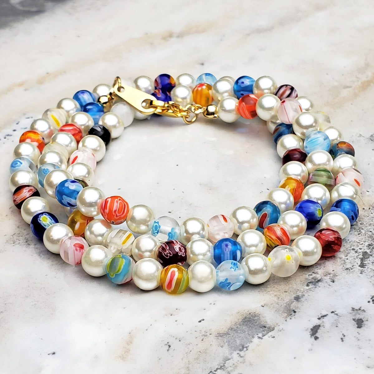Millefiori & Pearls Necklace