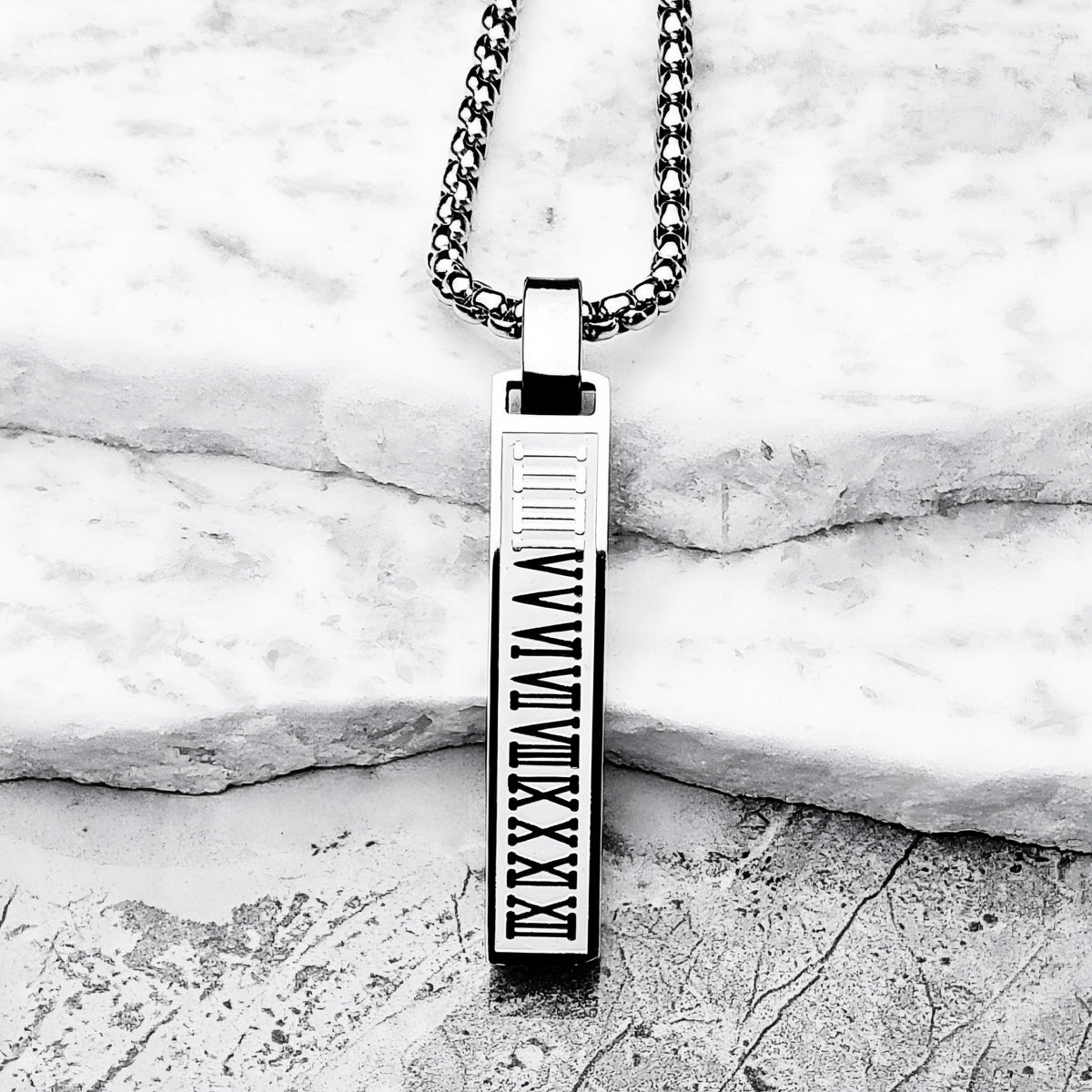 Roman Numerals Bar Necklace