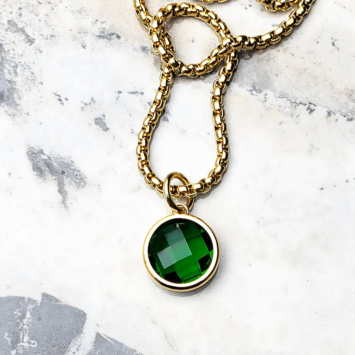Gold Emerald Coin Necklace
