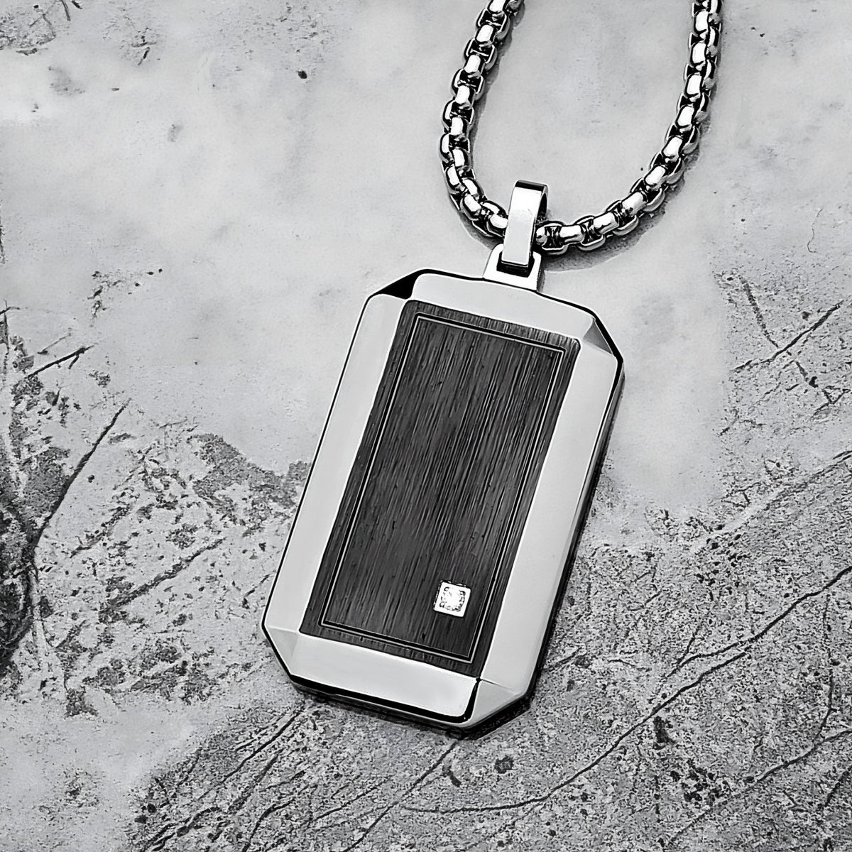 Matte Silver Carbon Fiber Dog Tag