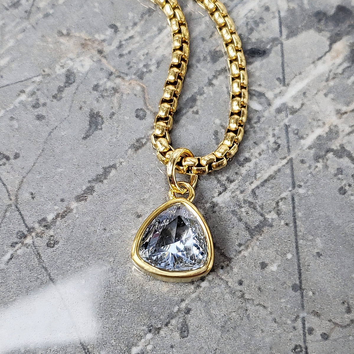 Gold Mini Aquamarine Necklace