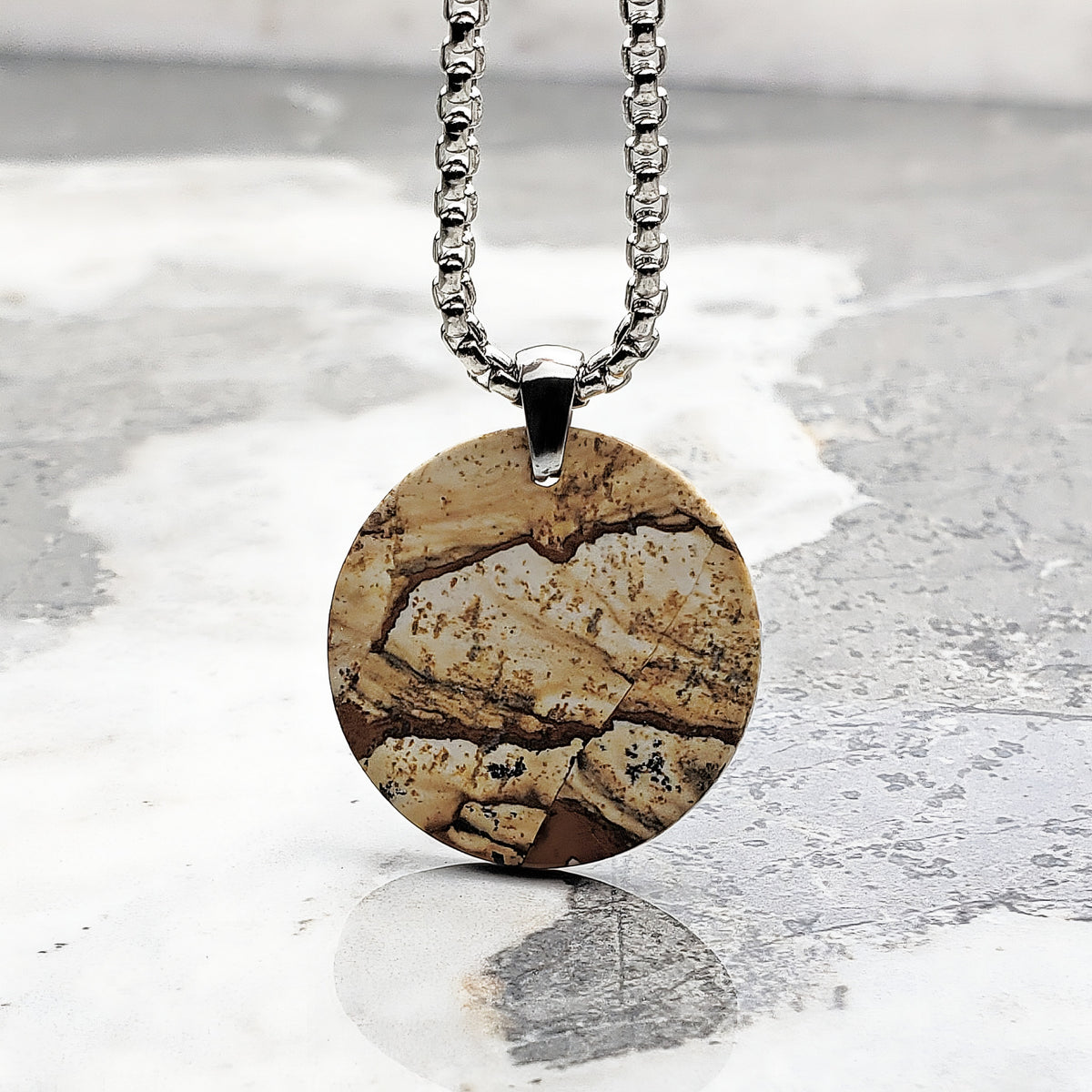 Picture Jasper Coin Necklace