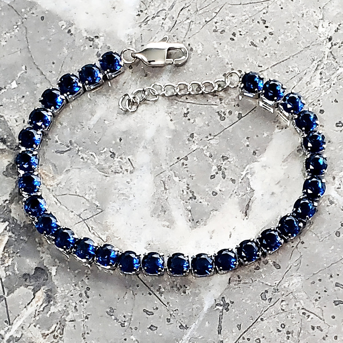 Silver Sapphire Tennis Bracelet
