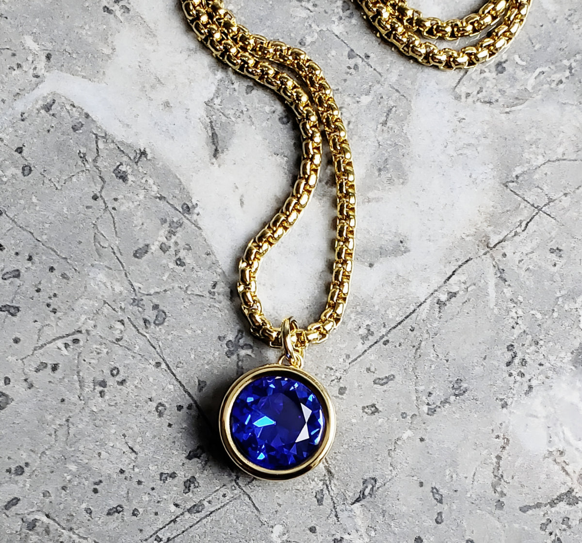 Gold Sapphire Coin Necklace