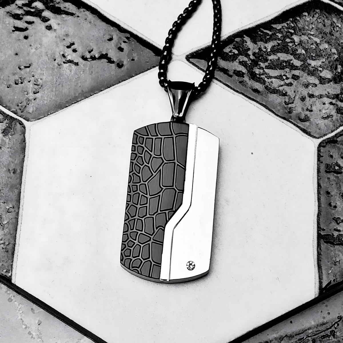 Black Meteor Tag Necklace
