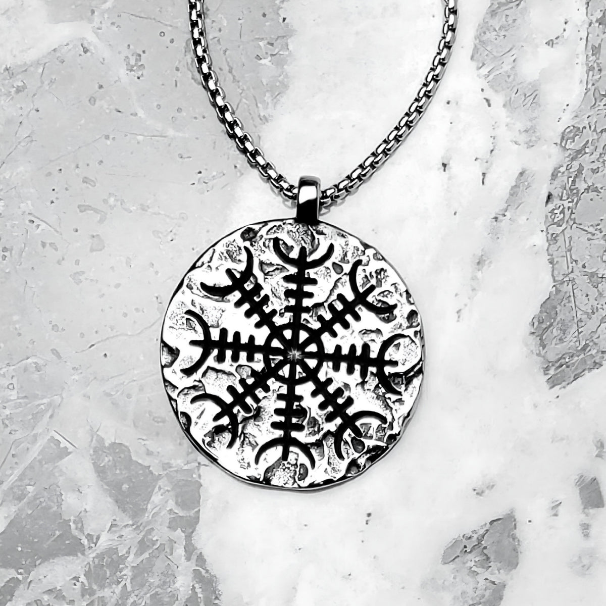 Rustic Vegvisir Compass Necklace