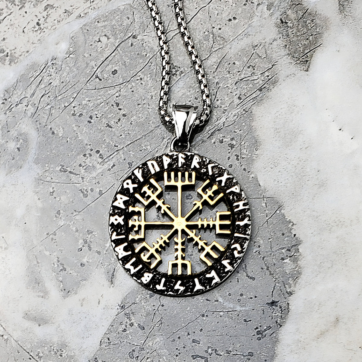 Viking Vegvisir Compass Necklace
