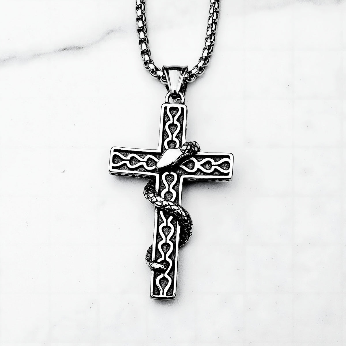 Viking Serpent Cross Necklace