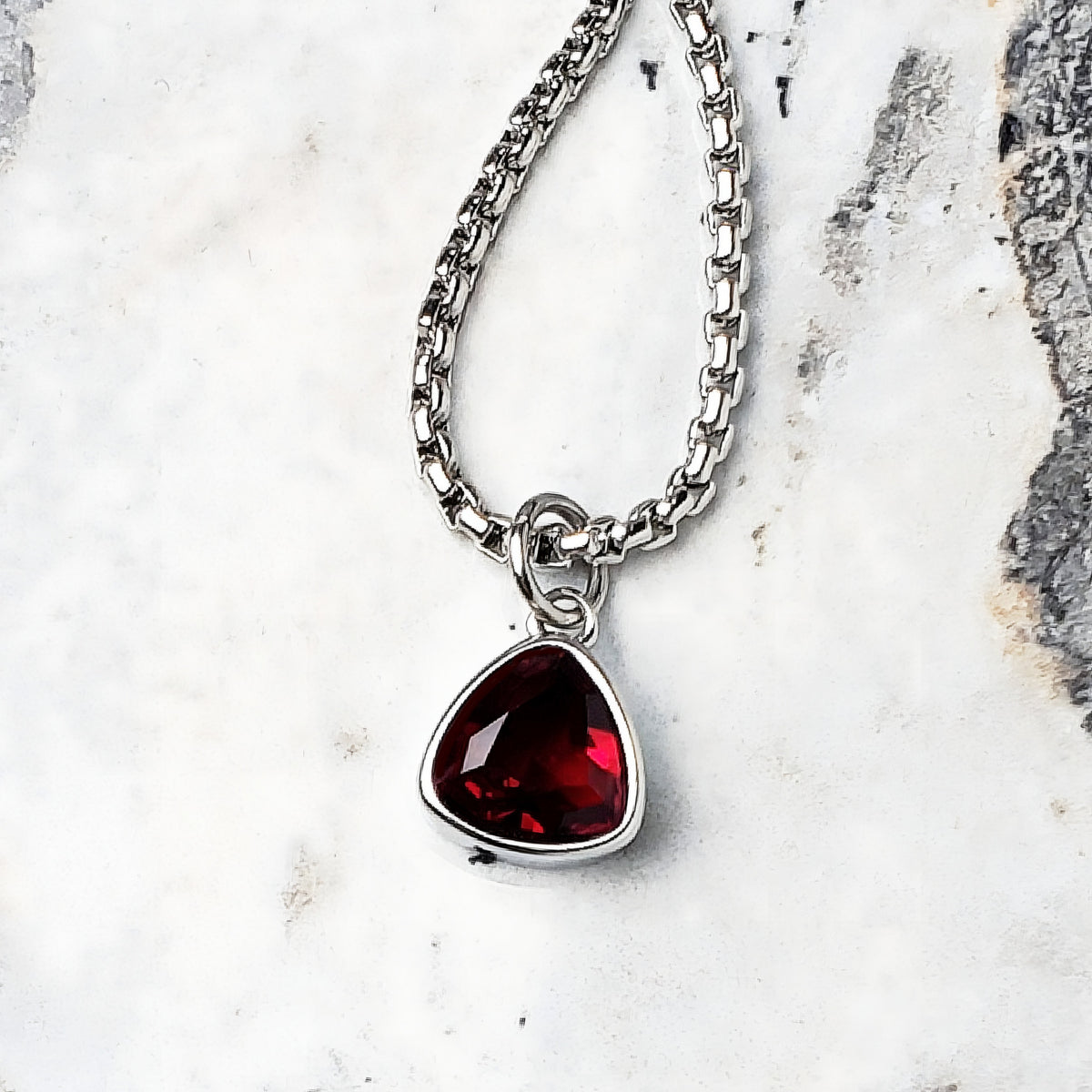 Silver Mini Garnet Necklace