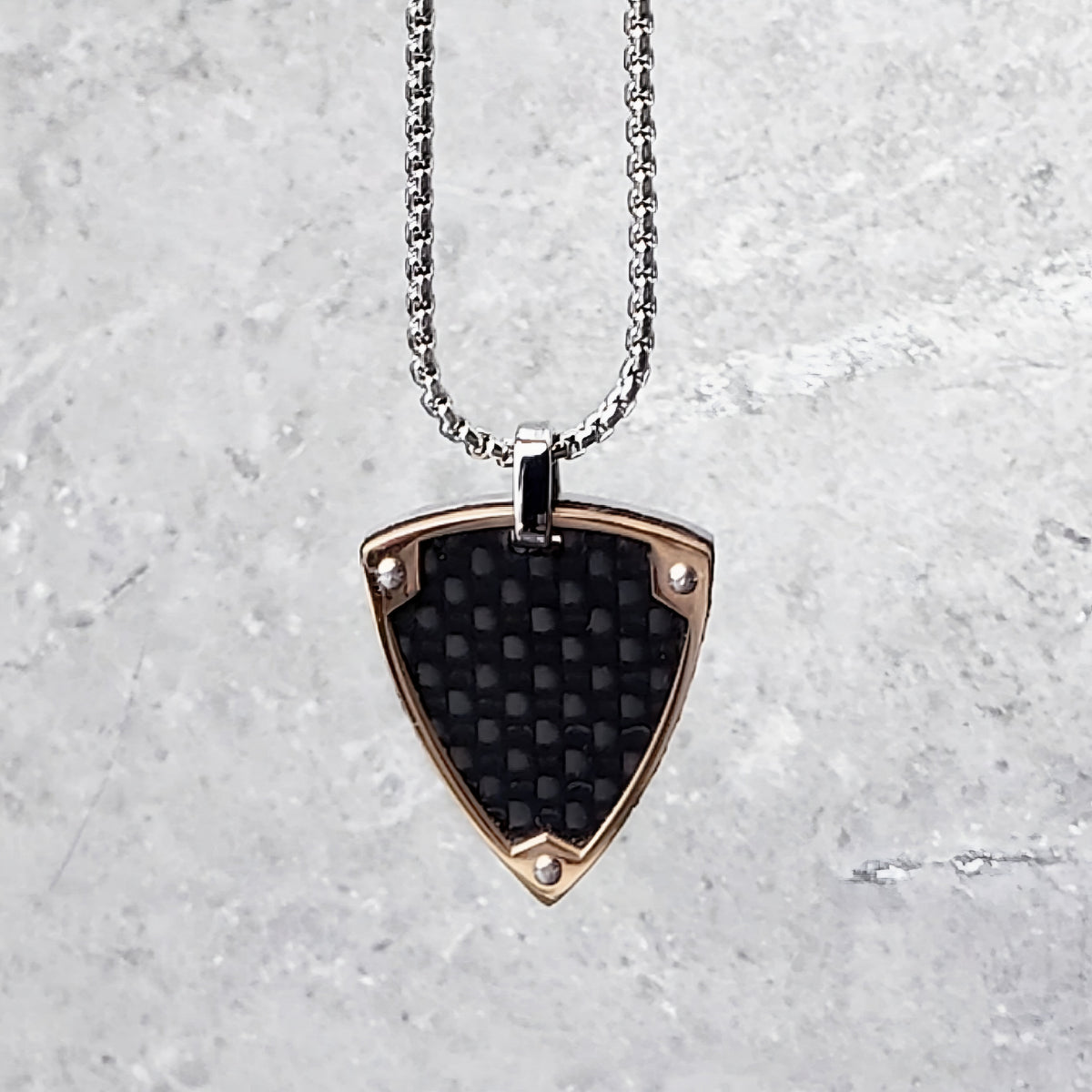 Carbon Fiber Shield Necklace