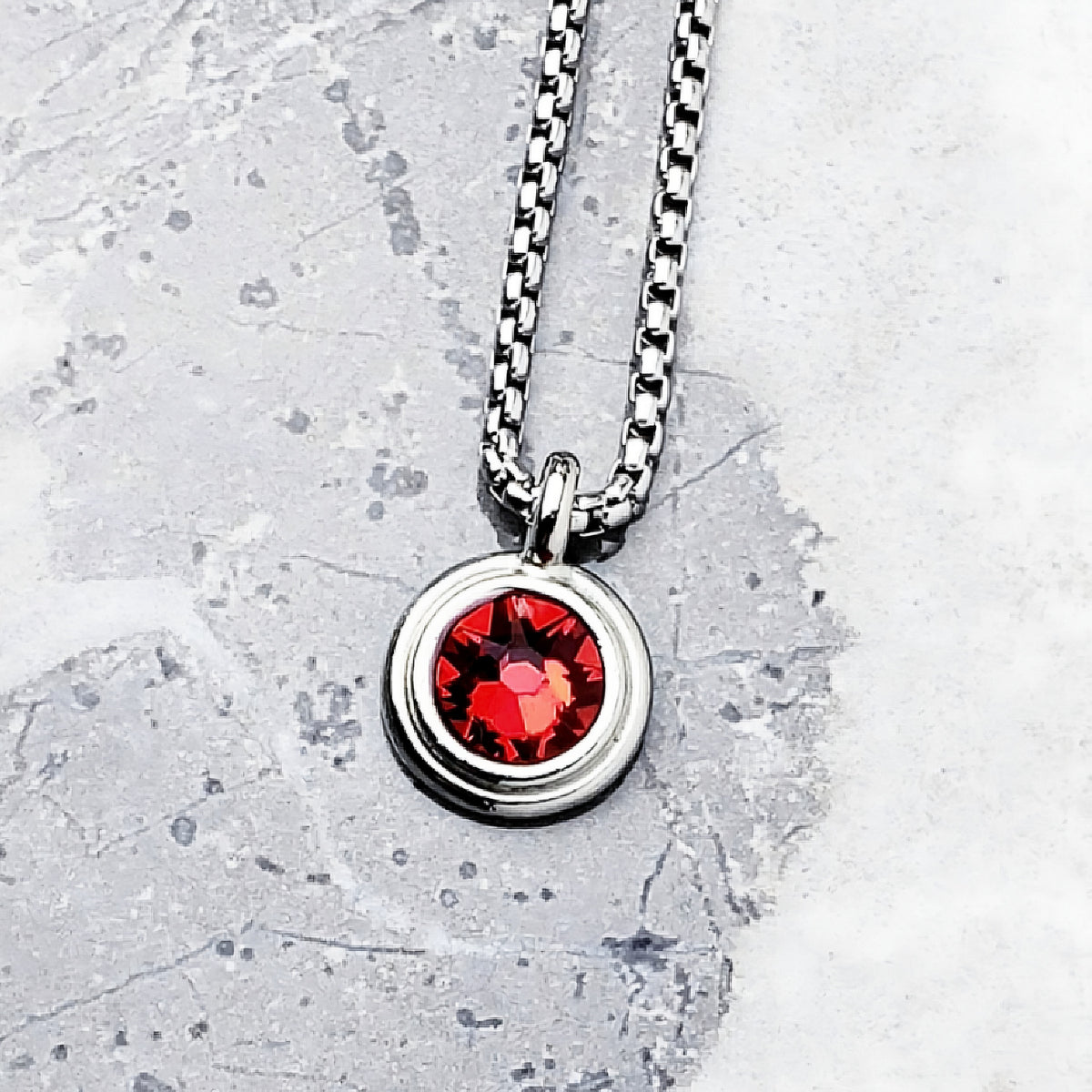 Silver Ruby Coin Necklace