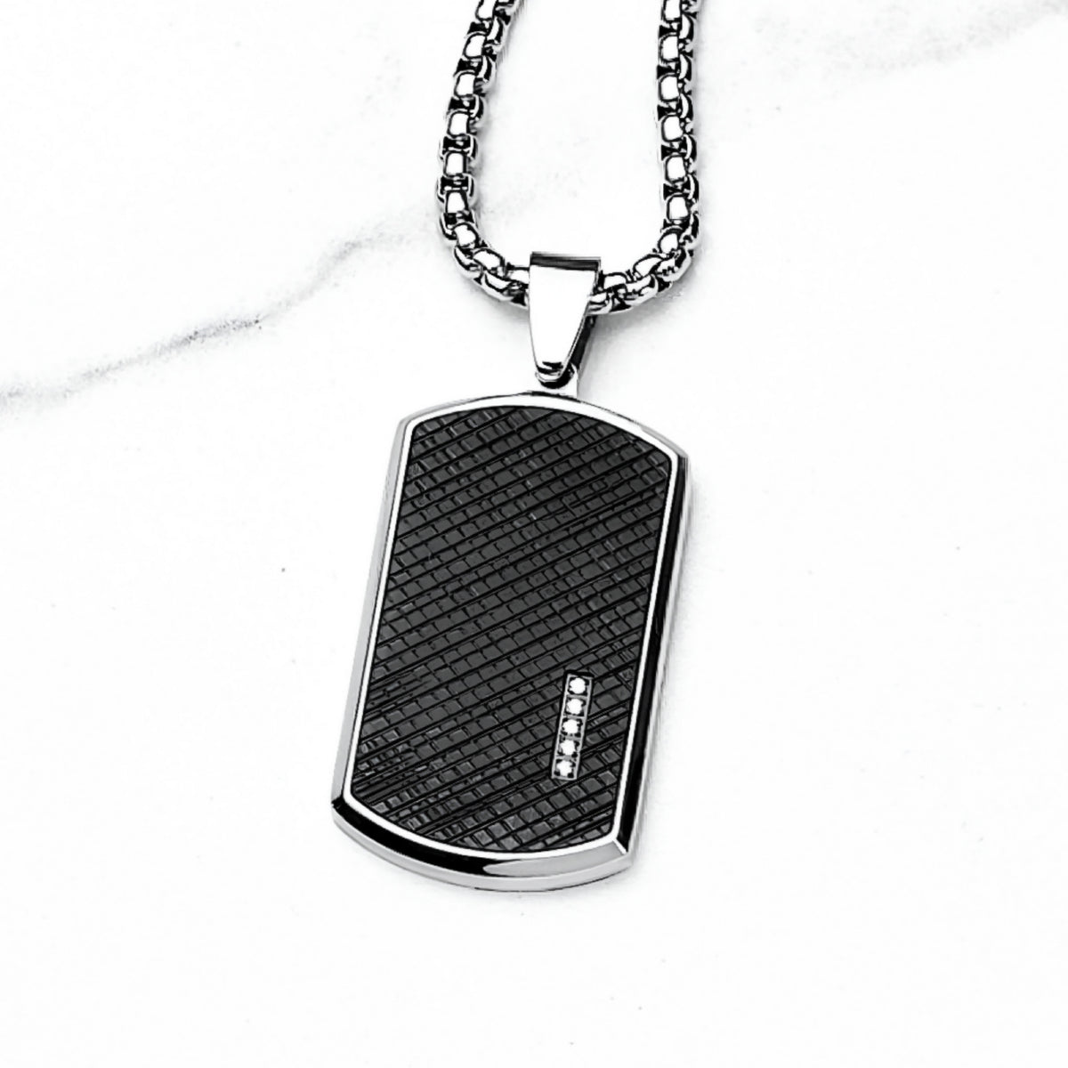 Forged Carbon Tag Necklace