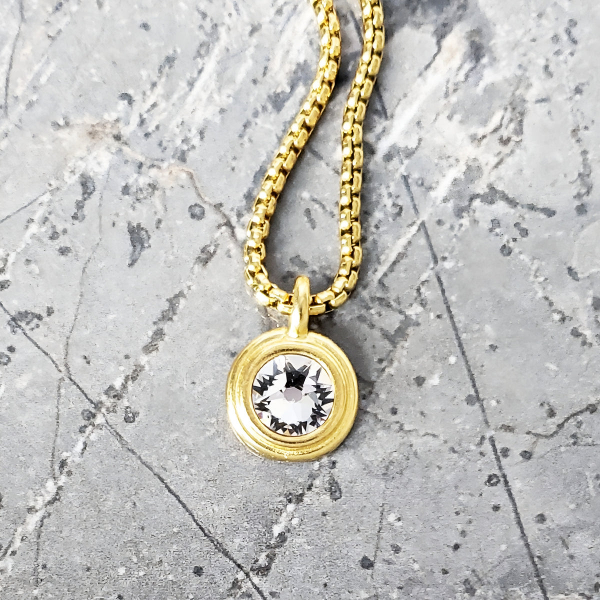 Gold Diamond Quartz Coin Necklace