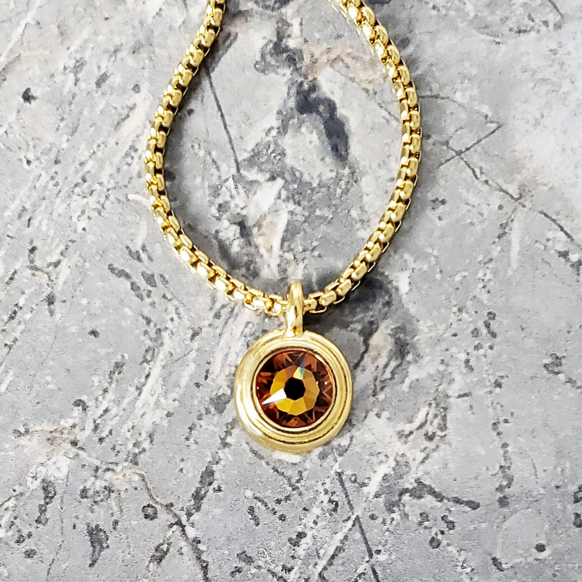 Gold Topaz Coin Necklace