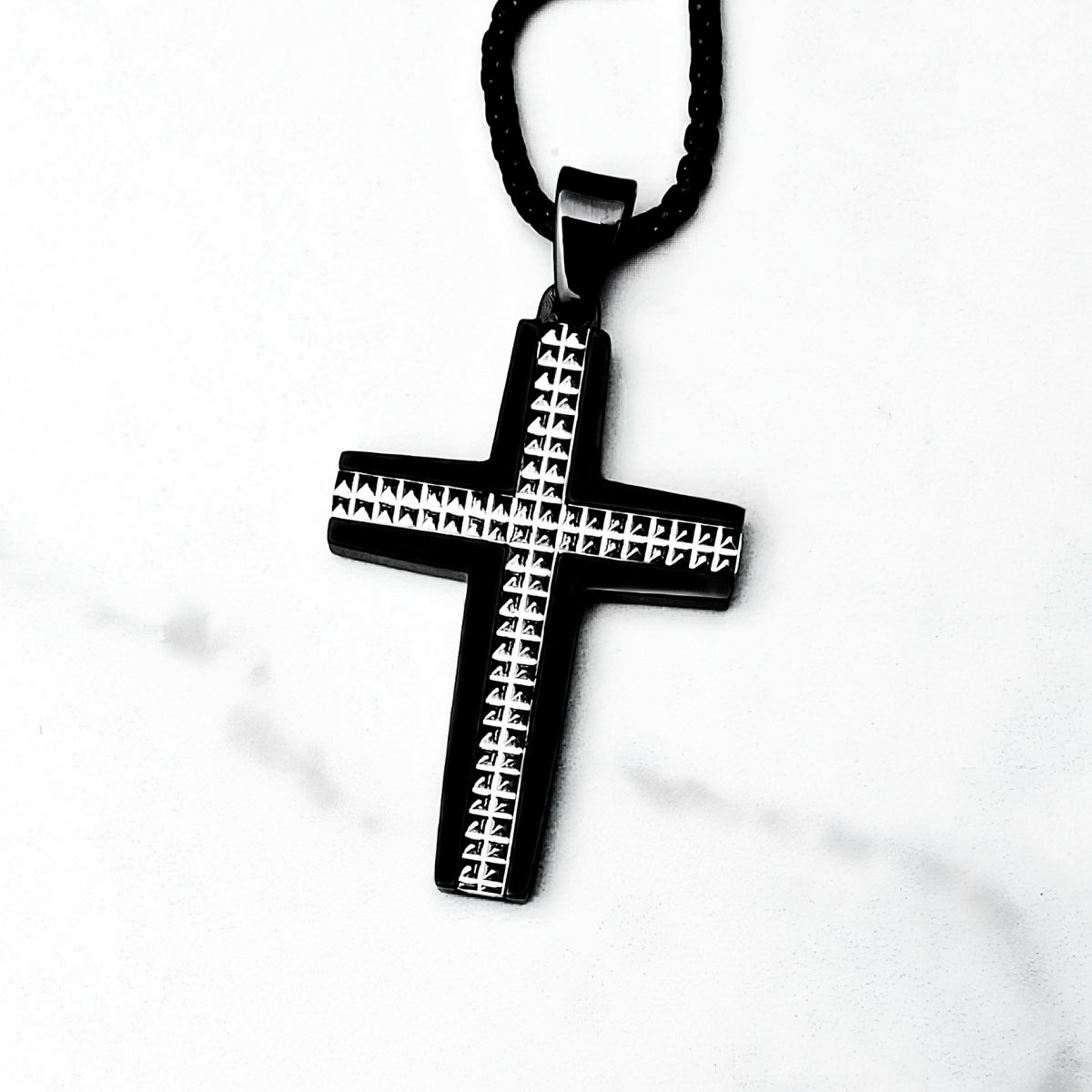 Black & Silver Cross Necklace
