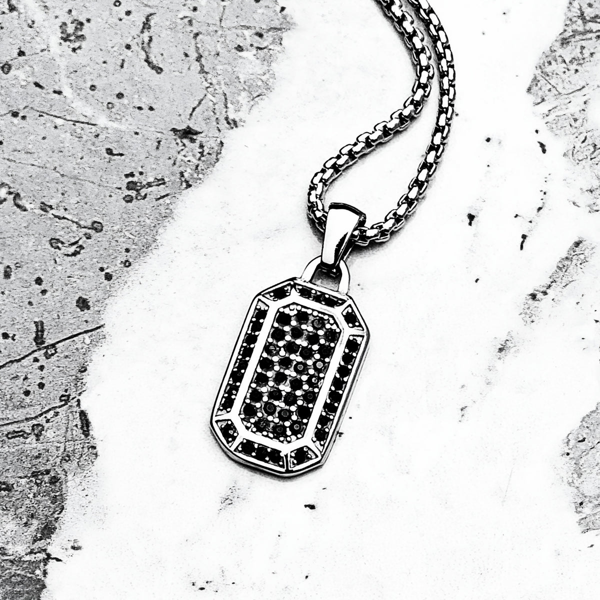 Pavé Deco Tag Necklace