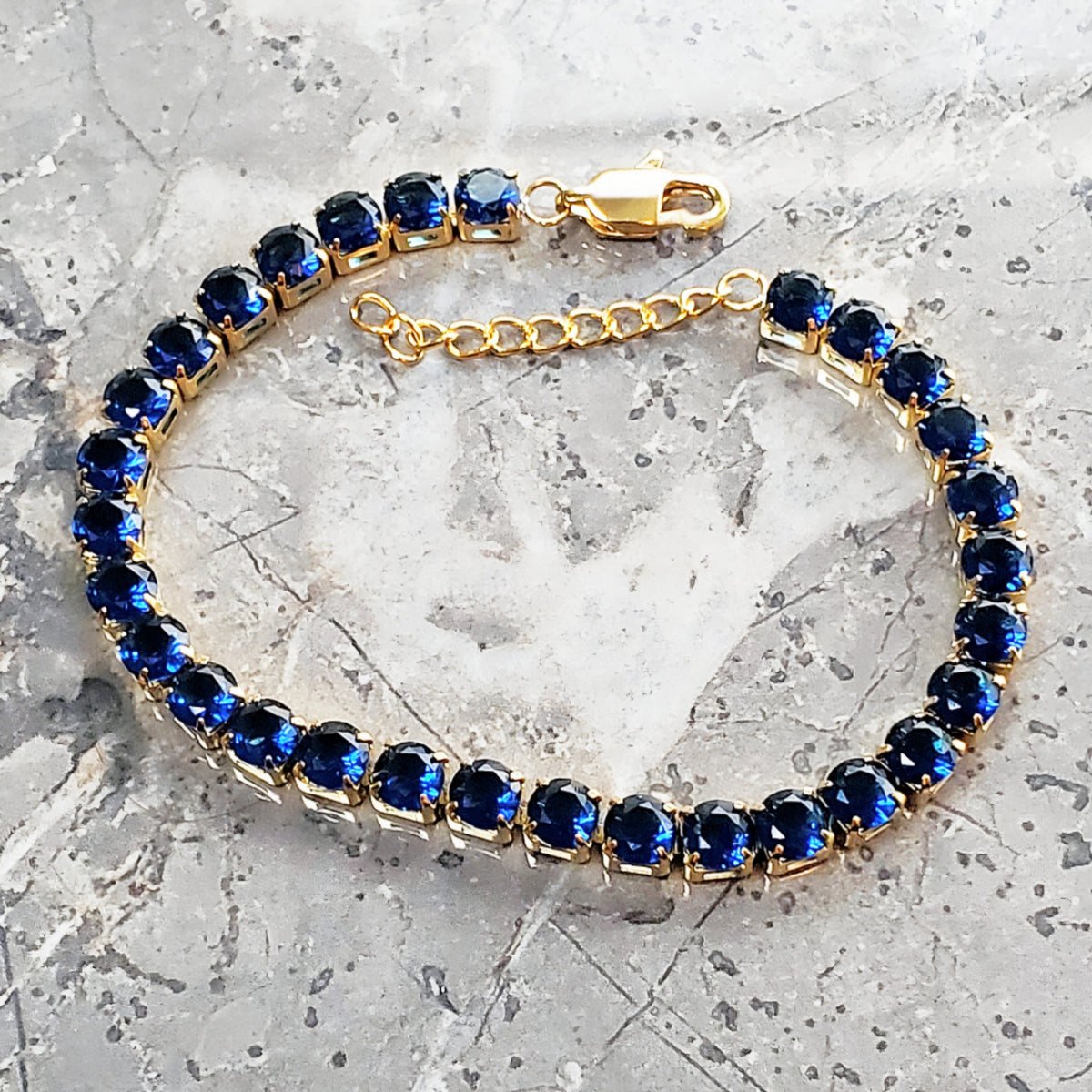 Gold Sapphire Tennis Bracelet