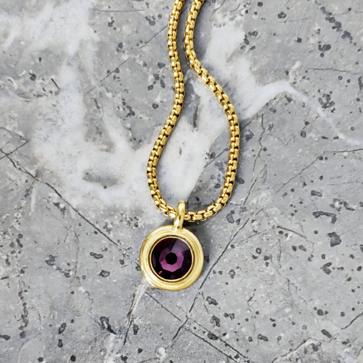 Gold Amethyst Coin Necklace