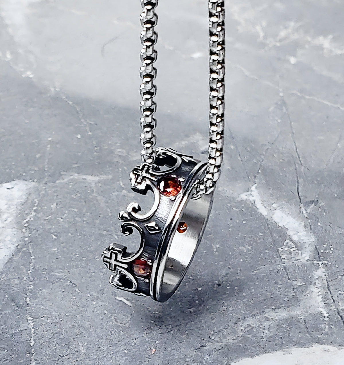 Pavé Garnet Crown Necklace