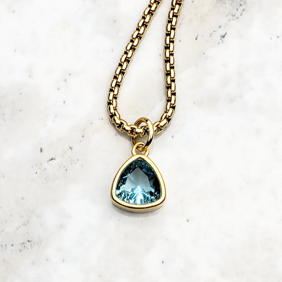 Gold Mini Blue Zircon Necklace